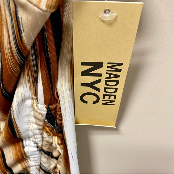 Madden NYC Side Ruched Brown Black & Ivory Dress NWT Sz M (7-9) - Picture 9 of 10